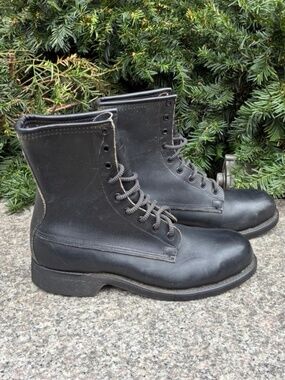 Addison Shoe Co. Black Leather Combat Boots Size 6.5N